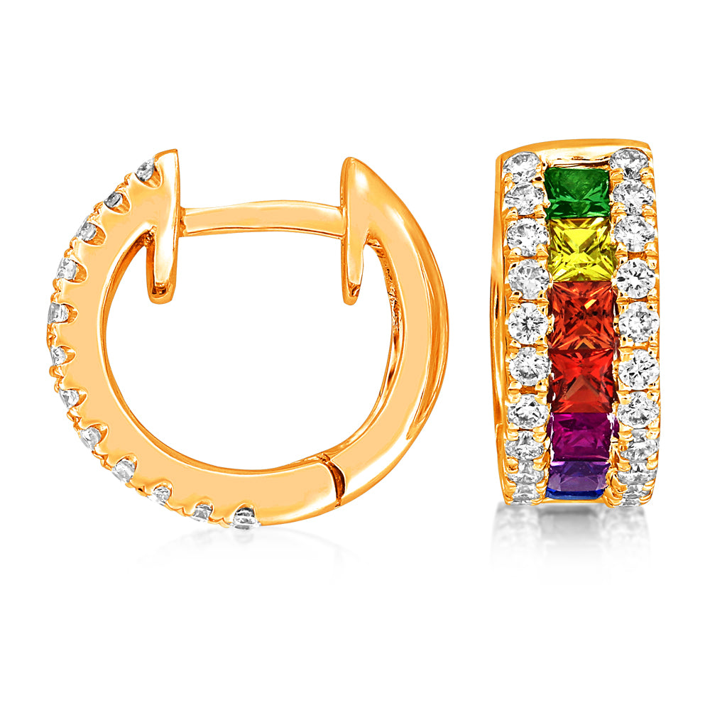 18ct White Gold Multi-Colour Sapphire & Diamond Earrings