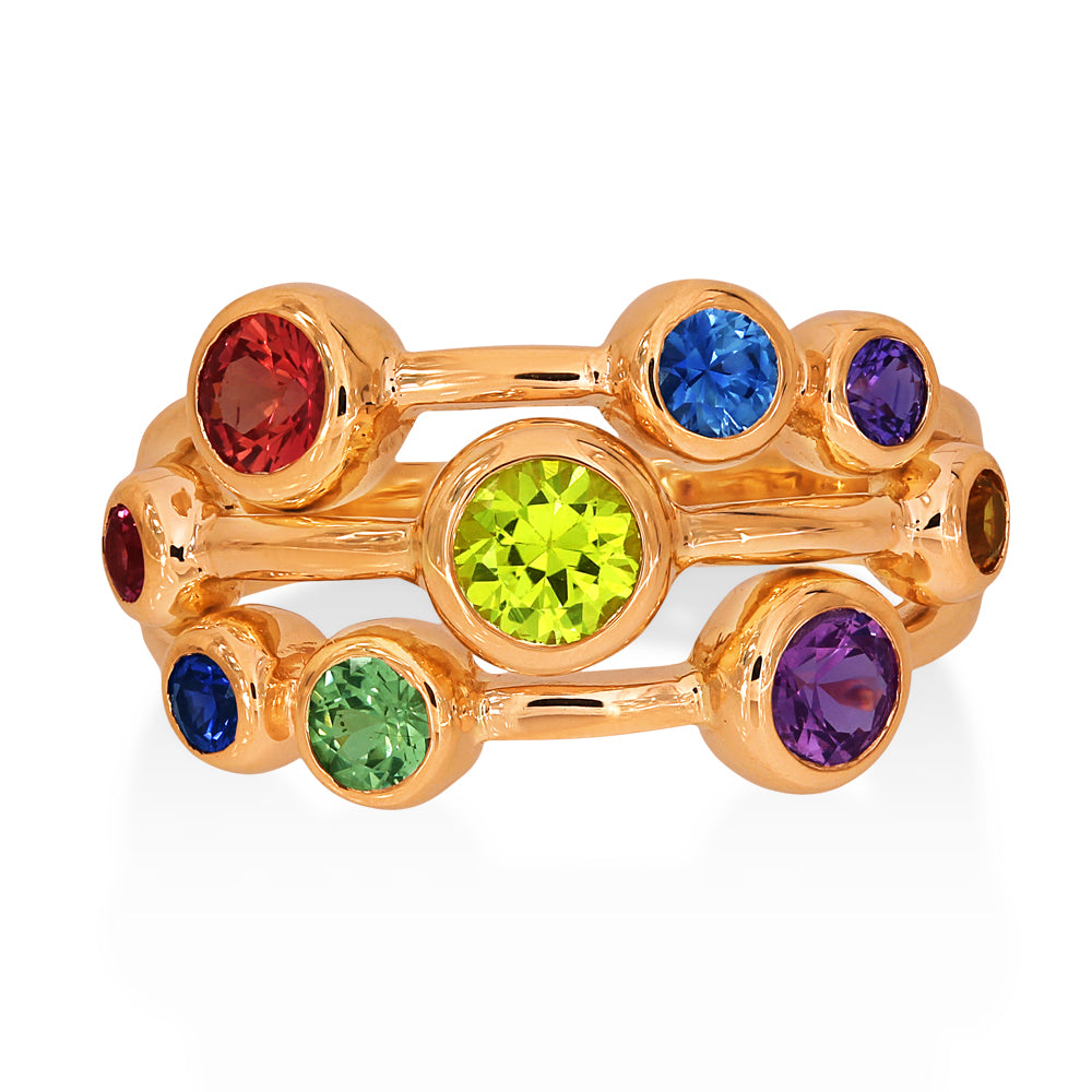 18ct White Gold Multi-Colour Sapphire Statement Ring