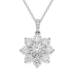 18ct White Gold Diamond Oval Halo Pendant