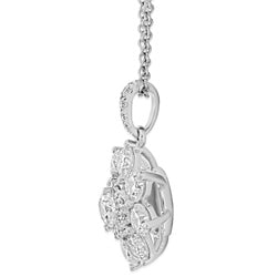 18ct White Gold Diamond Oval Halo Pendant