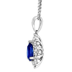 18ct White Gold Pear-Cut Sapphire & Diamond Halo Pendant
