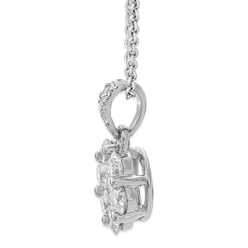 18ct White Gold Cluster Diamond Pendant