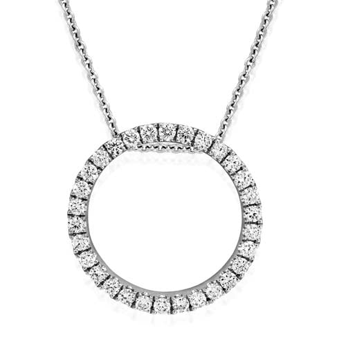 18ct White Gold Classic Diamond Pendant Necklace