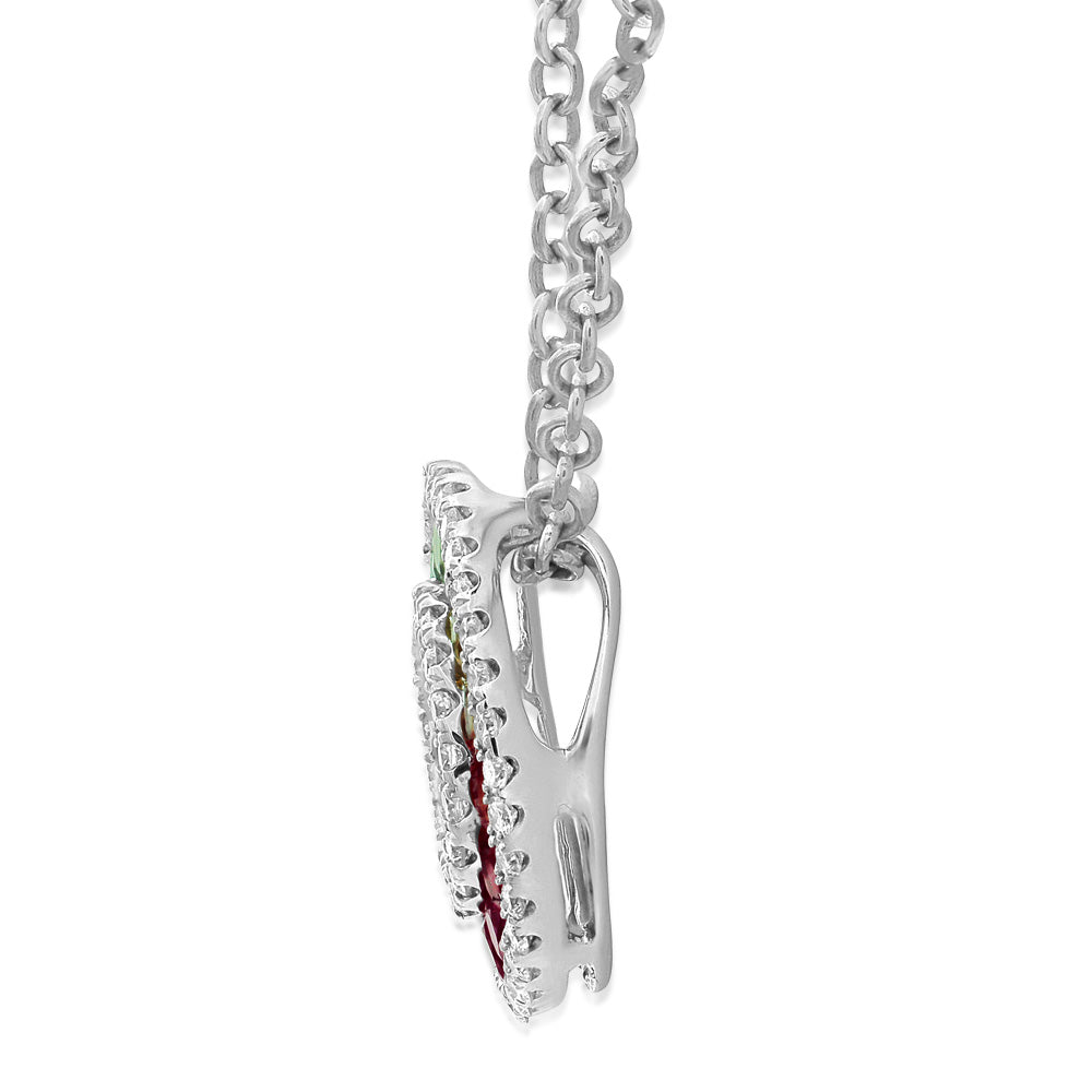 18ct White Gold Multi-Colour Sapphire & Diamond Pendant