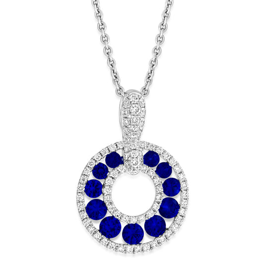 18ct White Gold Sapphire & Diamond Circle of Life Pendant