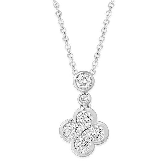 18ct White Gold Diamond Drop Pendant