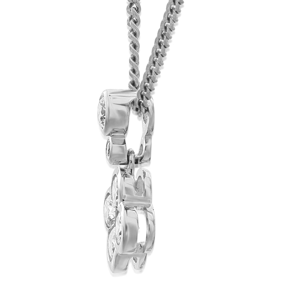 18ct White Gold Diamond Drop Pendant