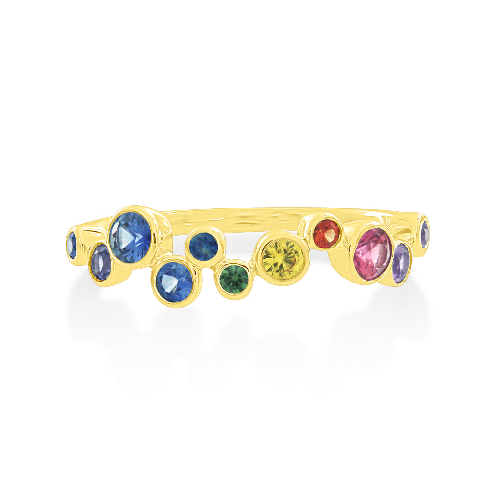 18ct White Gold Multi-Colour Sapphire Band Ring
