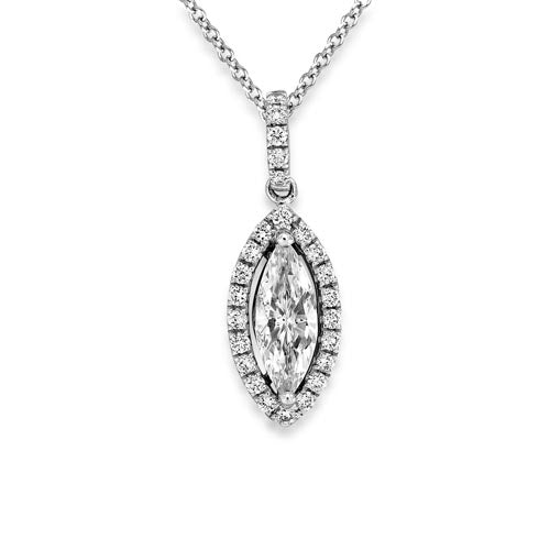 18ct White Gold Marquise Diamond Pendant