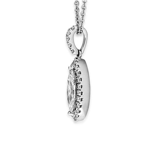 18ct White Gold Marquise Diamond Pendant