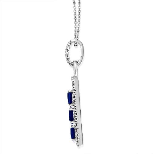 18ct White Gold Blue Sapphire & Diamond Pendant