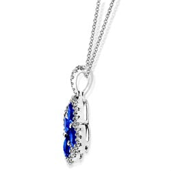 18ct White Gold Four-Leaf Clover Sapphire & Diamond Pendant