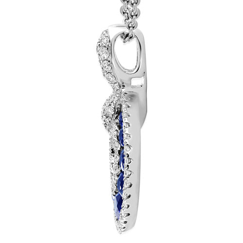 18ct White Gold Round Sapphire & Diamond Circle Pendant