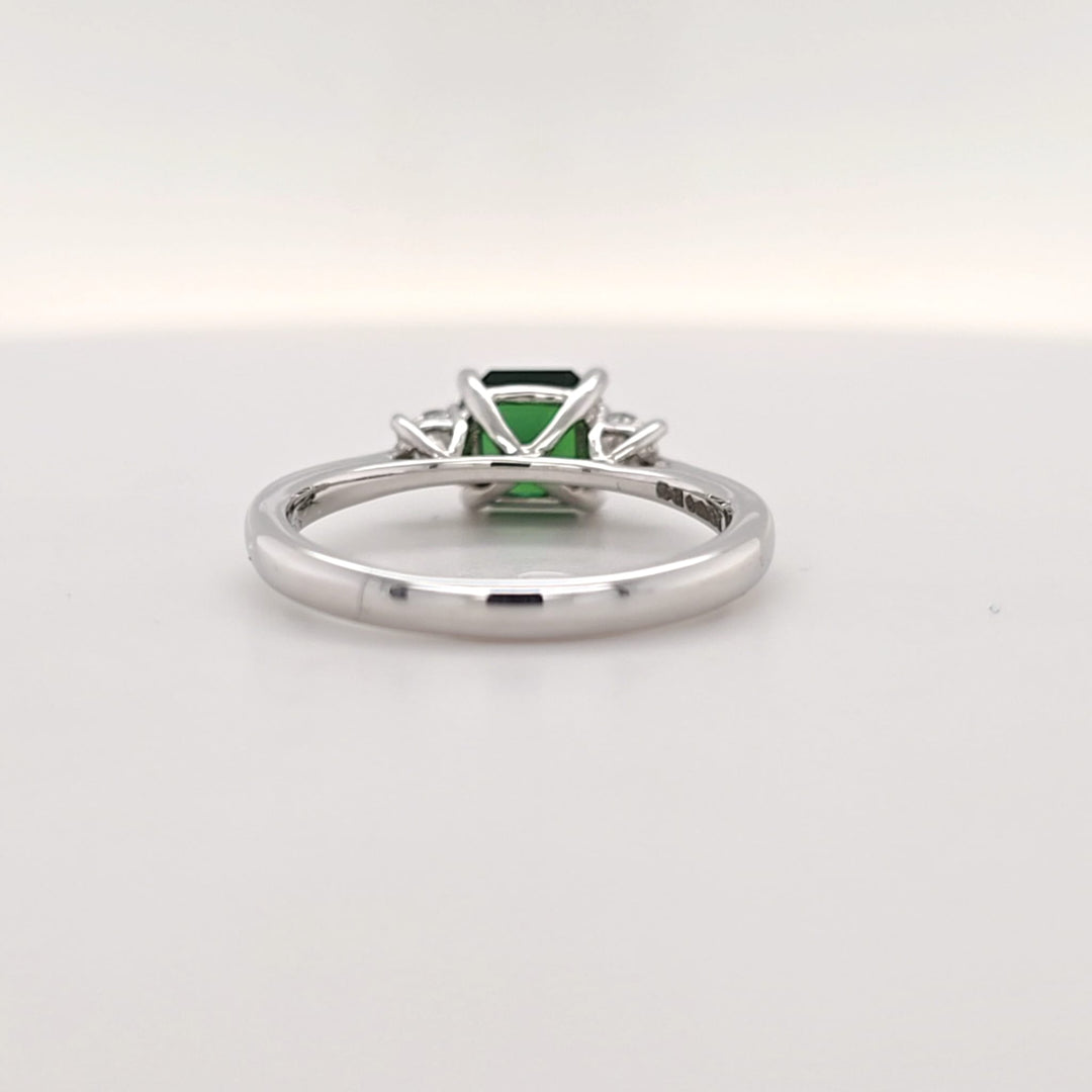 18ct White Gold Tsavorite & Diamond Three Stone Ring